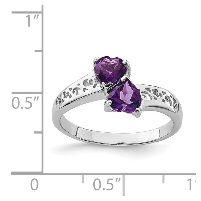 High-Quality Rhodium-Plated Sterling Silver Amethyst Heart Ring | Stylish Value-3