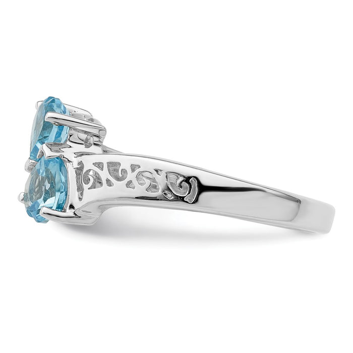 High-Quality Rhodium-Plated Sterling Silver Heart Ring with Swiss Blue Topaz-3