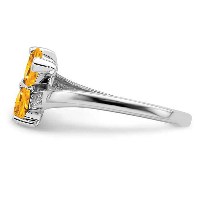Shop Stylish Rhodium-Plated Sterling Silver Heart Ring with Citrine & Diamonds-3