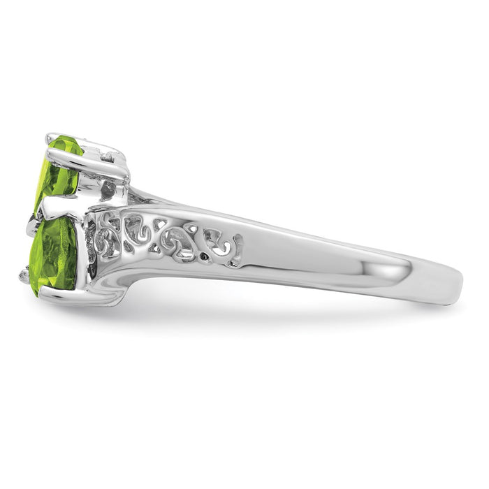High-Quality Rhodium-Plated Sterling Silver Heart Ring with Peridot - Stylish Value!-4