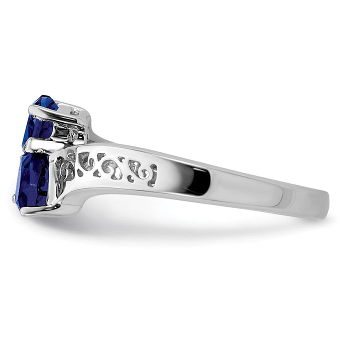 Shop Stylish Rhodium-Plated Sterling Silver Dark Sapphire Heart Ring - 14K Value-3