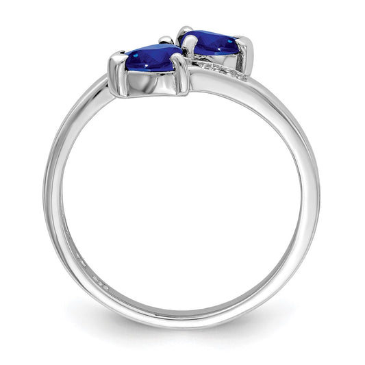 Shop Exclusive Rhodium-Plated Sterling Silver Heart Ring with Dark Sapphire & Diamonds