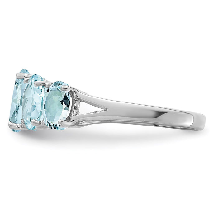 Shop Stylish Rhodium-Plated Sterling Silver Aqua Gemstone Ring - Affordable Elegance-3