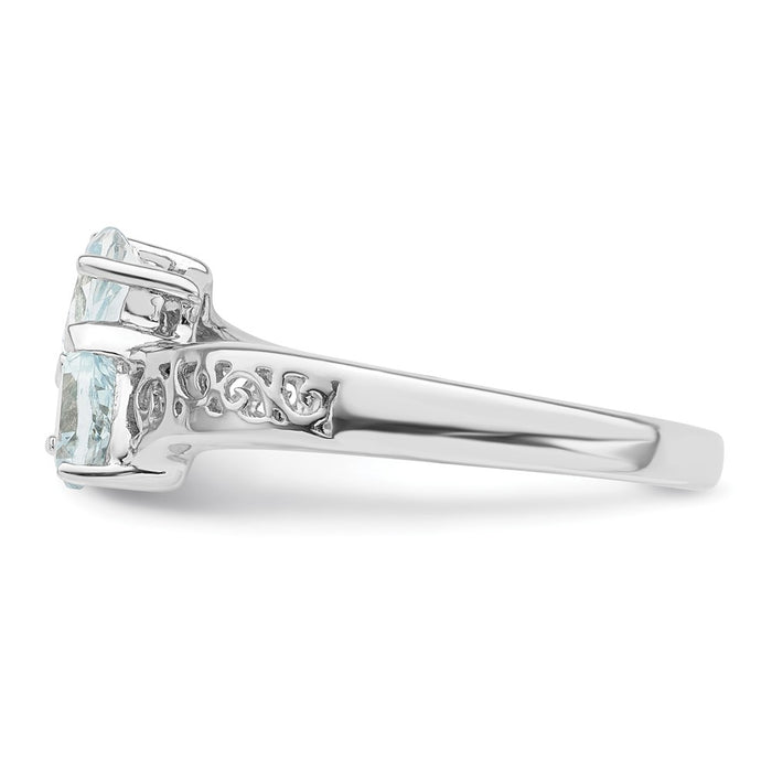 Buy Stylish Rhodium-Plated Sterling Silver Aqua Heart Ring | Affordable Luxury-3