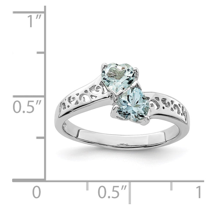 Shop Exclusive Rhodium-Plated Sterling Silver Aqua Heart Ring - Stylish Value-4