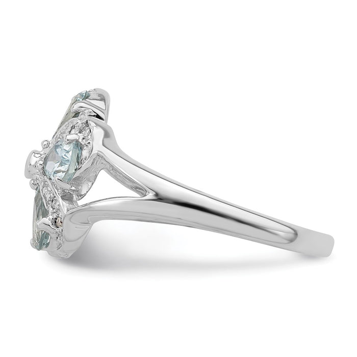 Buy Exclusive Rhodium-Plated Sterling Silver Aquamarine & Diamond Ring-3