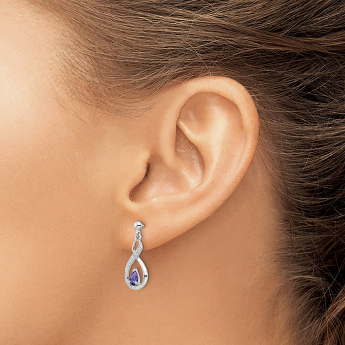 Exclusive Rhodium-Plated Sterling Silver Tanzanite & Diamond Earrings - Stylish Value-3