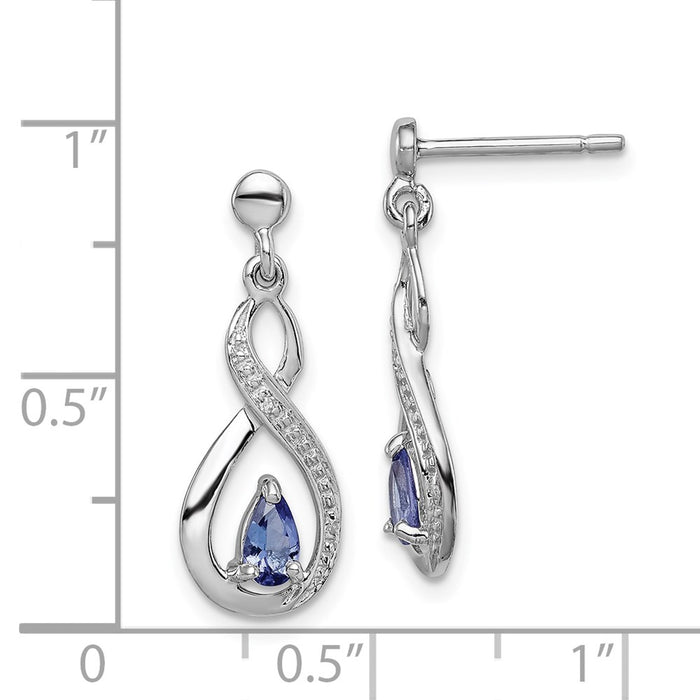 Exclusive Rhodium-Plated Sterling Silver Tanzanite & Diamond Earrings - Stylish Value-4