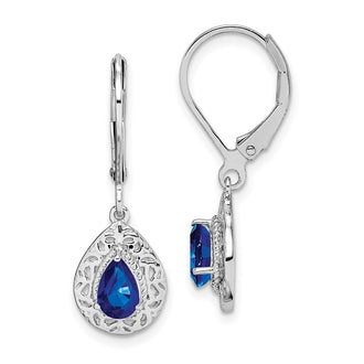 High-Quality Rhodium-Plated Sterling Silver Sapphire Teardrop Earrings - Stylish!