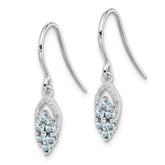 Shop Exclusive Rhodium-Plated Sterling Silver Diamond & Aquamarine Earrings - Stylish Value!