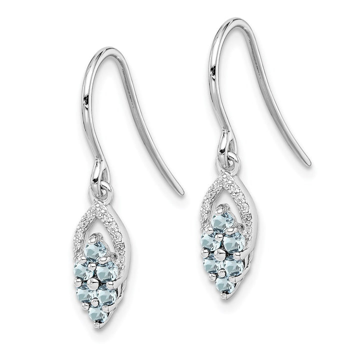 Shop Exclusive Rhodium-Plated Sterling Silver Diamond & Aquamarine Earrings - Stylish Value!-2