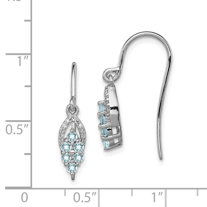 Shop Exclusive Rhodium-Plated Sterling Silver Diamond & Aquamarine Earrings - Stylish Value!-4