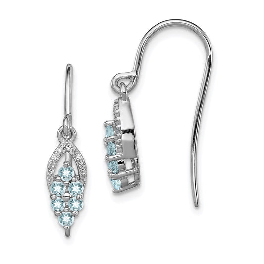 Shop Exclusive Rhodium-Plated Sterling Silver Diamond & Aquamarine Earrings - Stylish Value!