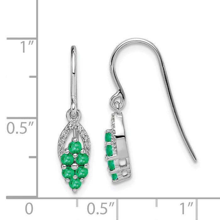 Exclusive Rhodium-Plated Sterling Silver Diamond & Emerald Earrings - Affordable Luxury-4