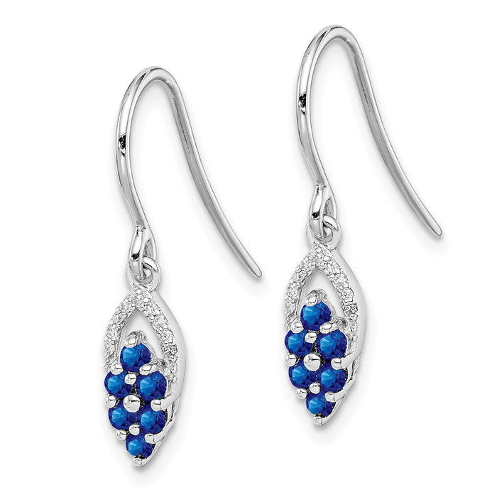 High-Quality Rhodium-Plated Sterling Silver Diamond & Sapphire Earrings - Stylish Value!-2