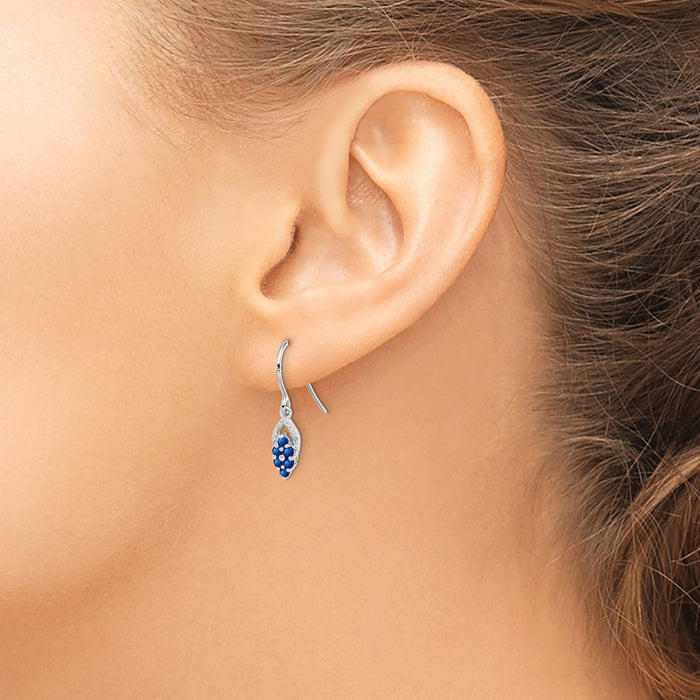 High-Quality Rhodium-Plated Sterling Silver Diamond & Sapphire Earrings - Stylish Value!-3