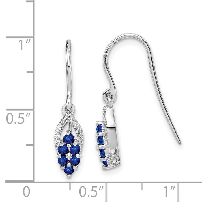 High-Quality Rhodium-Plated Sterling Silver Diamond & Sapphire Earrings - Stylish Value!-4