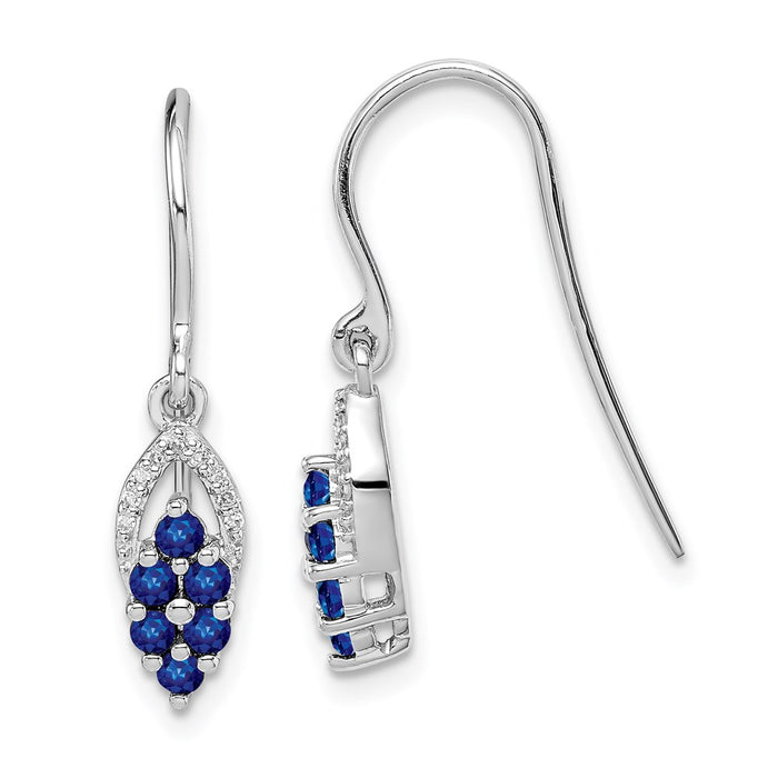 High-Quality Rhodium-Plated Sterling Silver Diamond & Sapphire Earrings - Stylish Value!-1