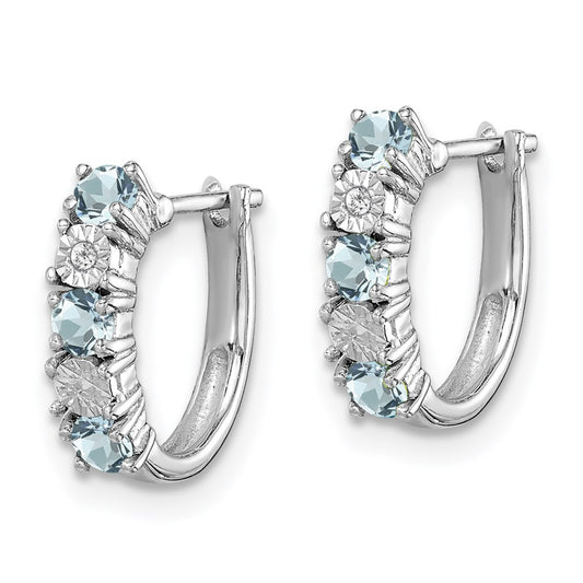 Buy Exclusive Rhodium-Plated Sterling Silver Aquamarine & Diamond Earrings