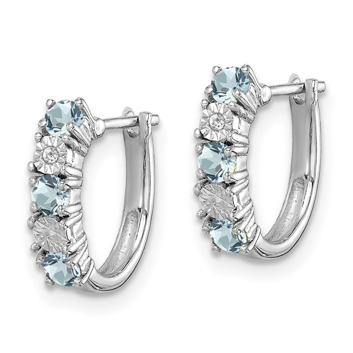 Buy Exclusive Rhodium-Plated Sterling Silver Aquamarine & Diamond Earrings-2