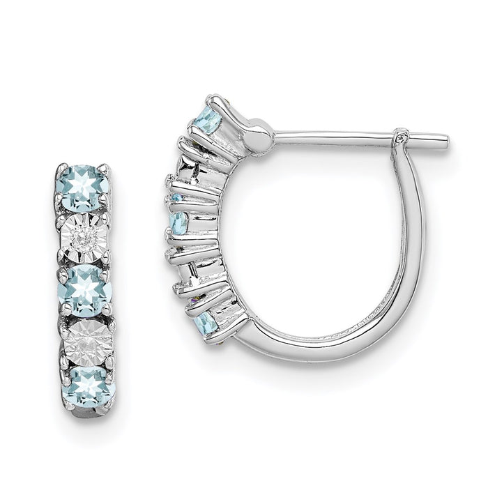 Buy Exclusive Rhodium-Plated Sterling Silver Aquamarine & Diamond Earrings-1