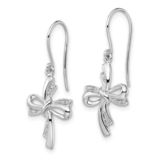 High-quality Rhodium-Plated Sterling Silver Diamond Cross Dangle Earrings - Stylish Accessories at Great Prices