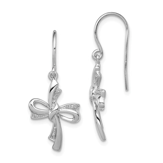 High-quality Rhodium-Plated Sterling Silver Diamond Cross Dangle Earrings - Stylish Accessories at Great Prices