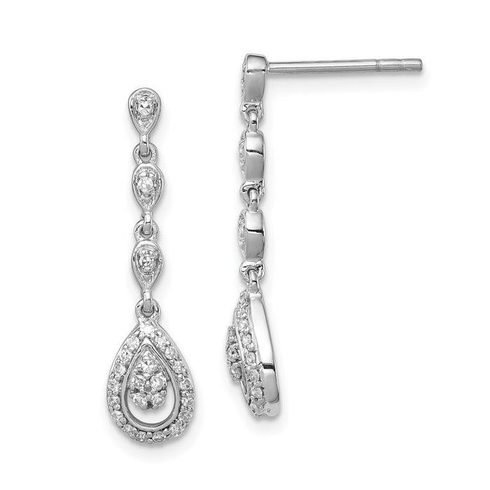 Shop Stylish Sterling Silver Teardrop Dangle Earrings with Diamond Accents-1