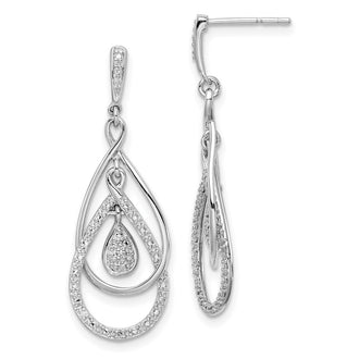Buy Stylish Rhodium-Plated Sterling Silver Diamond Drop Earrings - Luxury Design
