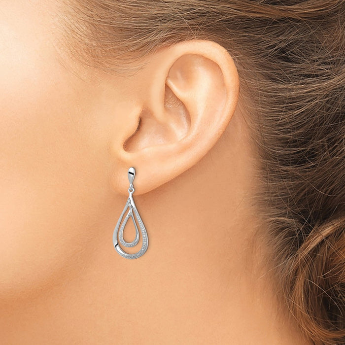 High-Quality Rhodium-Plated Sterling Silver Diamond Drop Earrings | Stylish Value-3