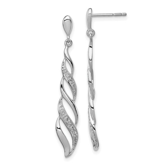 Buy Stylish Rhodium-Plated Sterling Silver Diamond Swirl Dangle Earrings