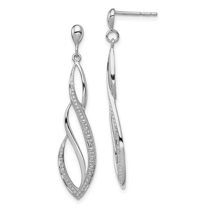 Shop Stylish Rhodium-Plated Sterling Silver Diamond Swirl Dangle Earrings-1