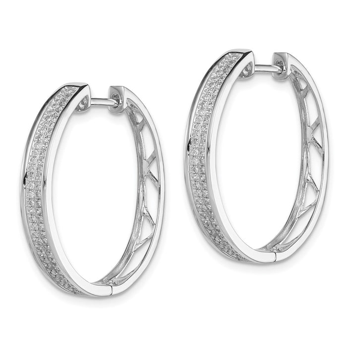 Shop Stylish Rhodium-Plated Sterling Silver Diamond-Accented Hoop Earrings, 1.5"-2
