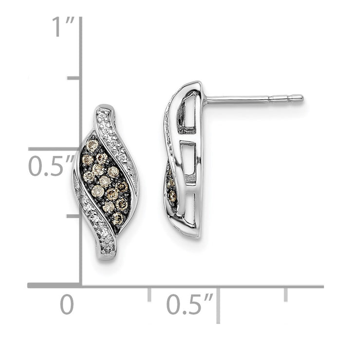 Shop Exclusive Rhodium-Plated Silver Champagne & White Diamond Earrings - Stylish Design-4