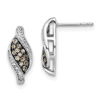 Shop Exclusive Rhodium-Plated Silver Champagne & White Diamond Earrings - Stylish Design