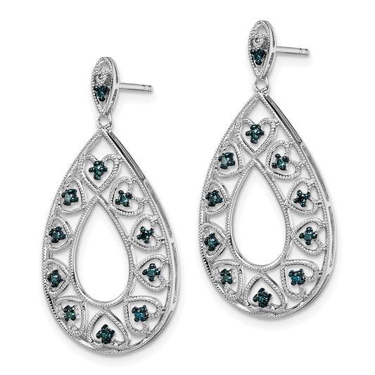 Buy Stylish Rhodium-Plated Sterling Silver Dangle Earrings with Diamonds