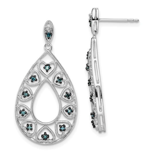Buy Stylish Rhodium-Plated Sterling Silver Dangle Earrings with Diamonds