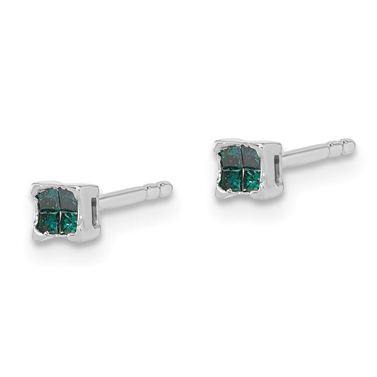 Buy Exclusive Rhodium-Plated Sterling Silver Blue Diamond Stud Earrings - Affordable Luxury