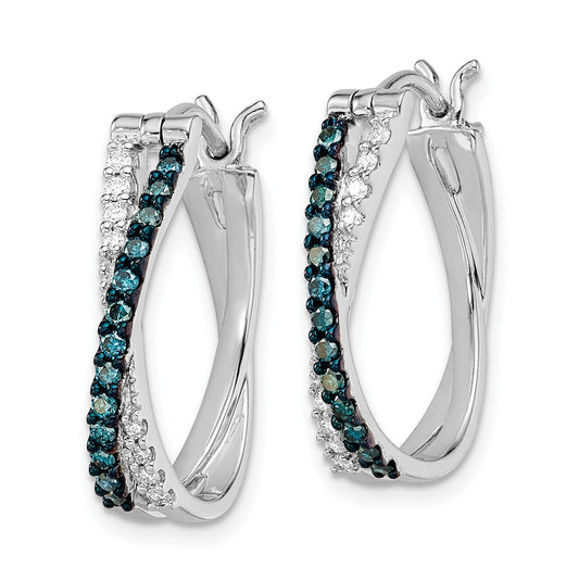 Exclusive White Night Sterling Silver Earrings - 14K Rhodium-Plated, Stylish Diamond Accents