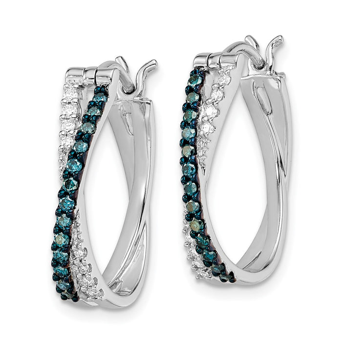 Exclusive White Night Sterling Silver Earrings - 14K Rhodium-Plated, Stylish Diamond Accents-2
