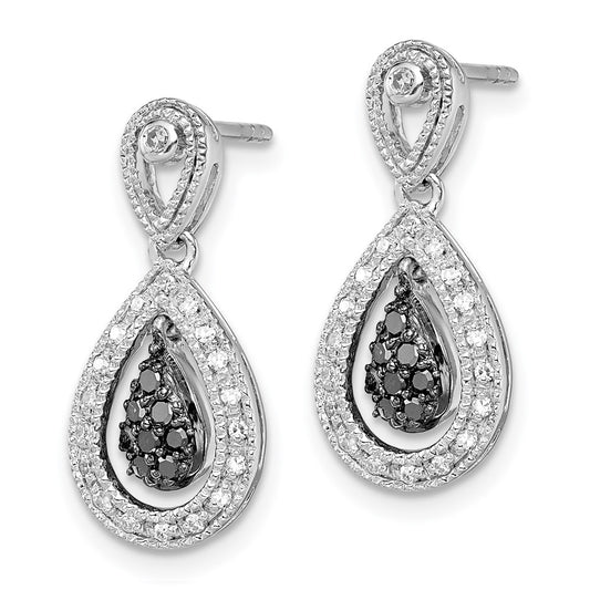 Shop Stylish Rhodium-Plated Sterling Silver Teardrop Earrings with Diamonds