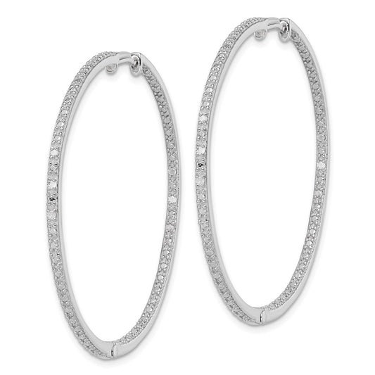 Buy Stylish Rhodium-Plated Sterling Silver Diamond Inside-Out Hoop Earrings - 1.5"