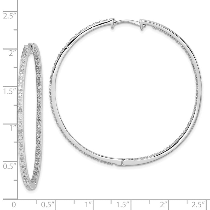 Buy Stylish Rhodium-Plated Sterling Silver Diamond Inside-Out Hoop Earrings - 1.5"-4
