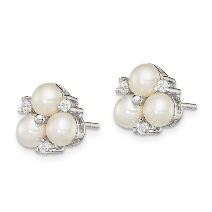 Buy Stylish Sterling Silver 3-Pearl Button Earrings | 5-6mm Freshwater Pearls-2