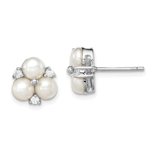 Buy Stylish Sterling Silver 3-Pearl Button Earrings | 5-6mm Freshwater Pearls