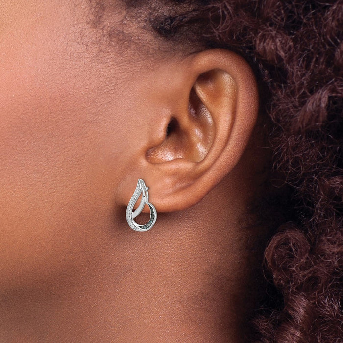 Shop Stylish Blue & White Diamond Post Earrings - Rhodium-Plated Sterling Silver-3