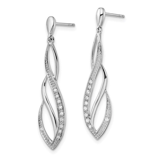 High-Quality Rhodium-Plated Sterling Silver Diamond Dangle Earrings - Luxury Style