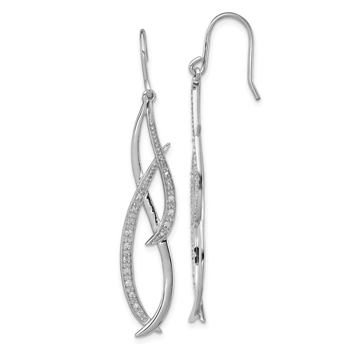 Exclusive Rhodium-Plated Sterling Silver Diamond Dangle Earrings - Stylish Luxury-1