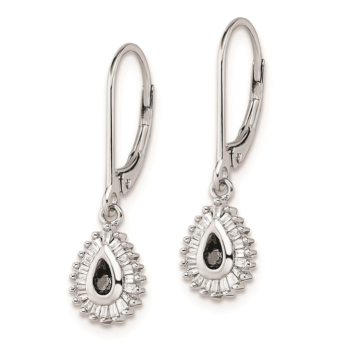 High-quality Rhodium-Plated Sterling Silver Dangle Earrings with Diamonds-2