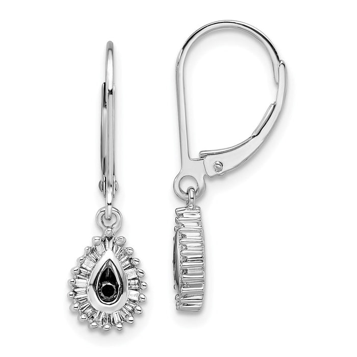 High-quality Rhodium-Plated Sterling Silver Dangle Earrings with Diamonds-1